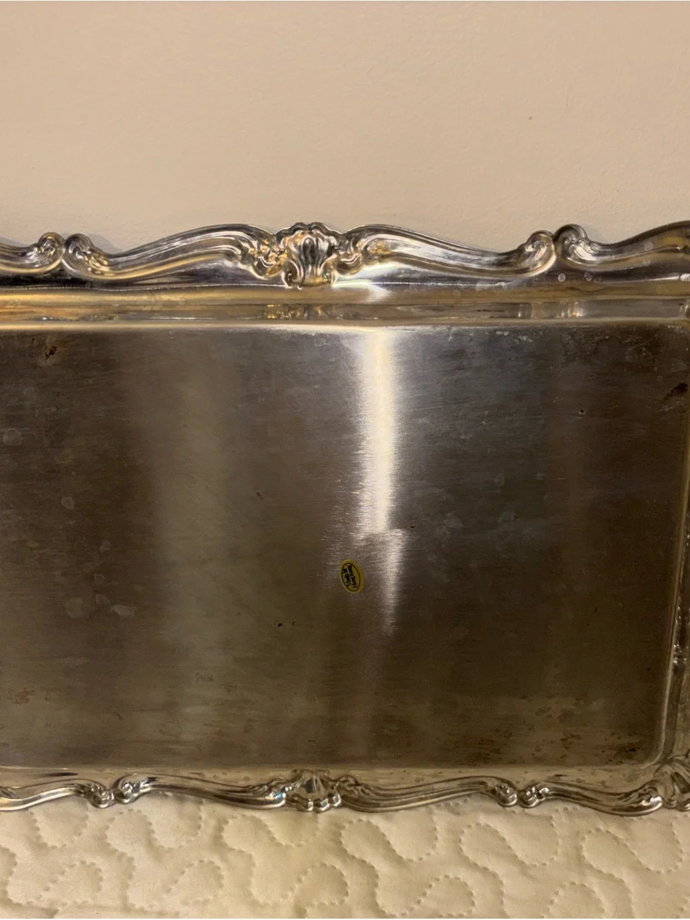 Ornate Silver Serving Tray - Silver